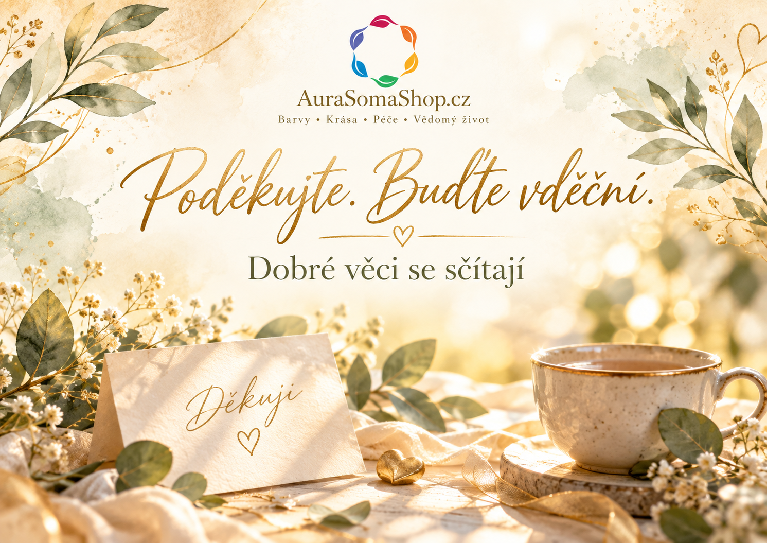Poděkujte. Buďte vděční. Dobré věci se sčítají