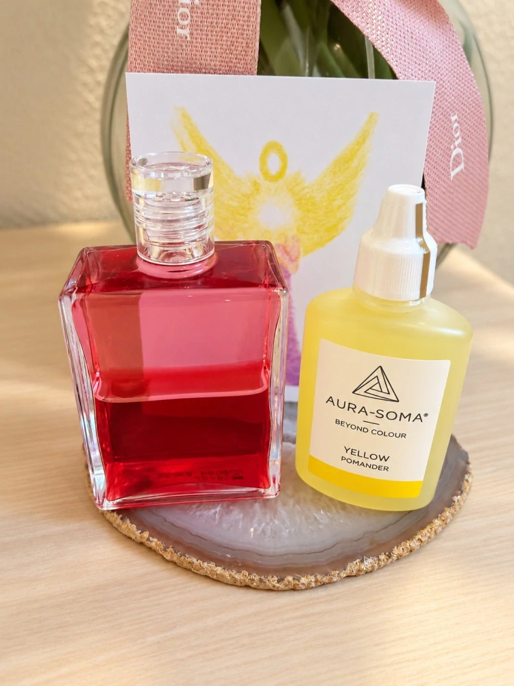 Aura-Soma set Odvaha zářit – B84 Svíce ve větru + Žlutý pomander