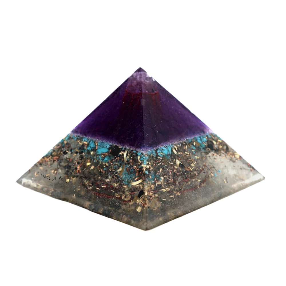 Pyramida Blue Sky Nature 9 cm – Orgonit s šungitem, ruční výroba Made in Italy