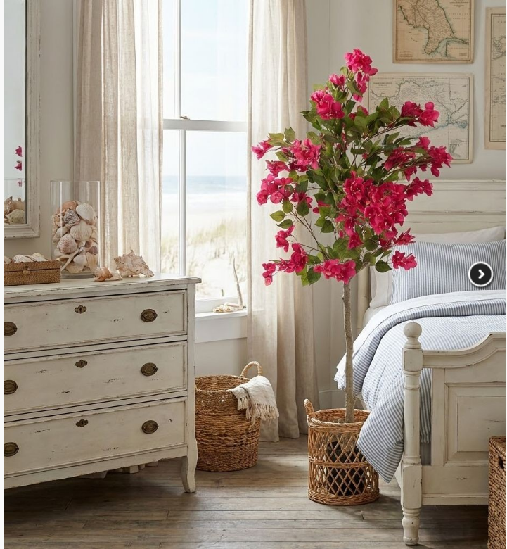 Dekorační strom s růžovými květy Bougainvillea Tree - 55*55*130 cm