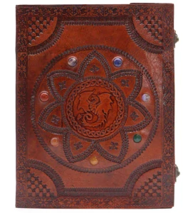 Obrovský zápisník Dračí Mandala s čakrovými kameny – 100 stran | 25 × 34 cm