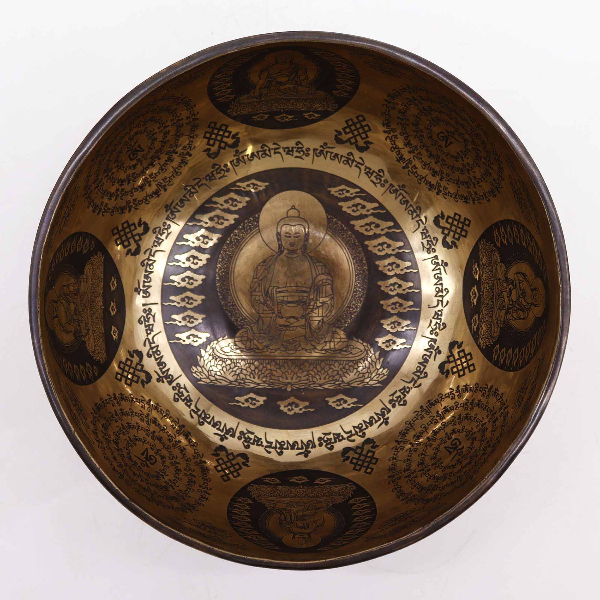 Tibetská Gravírovaná Miska - 21cm - 5 Buddhů
